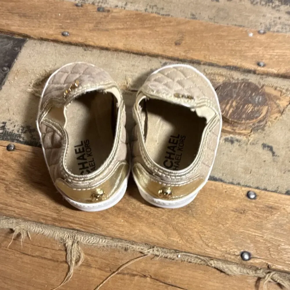 Michael Kors Baby Iris Sage Gold Slip-On Baby Shoes US 4 EU 19 UK 3.5